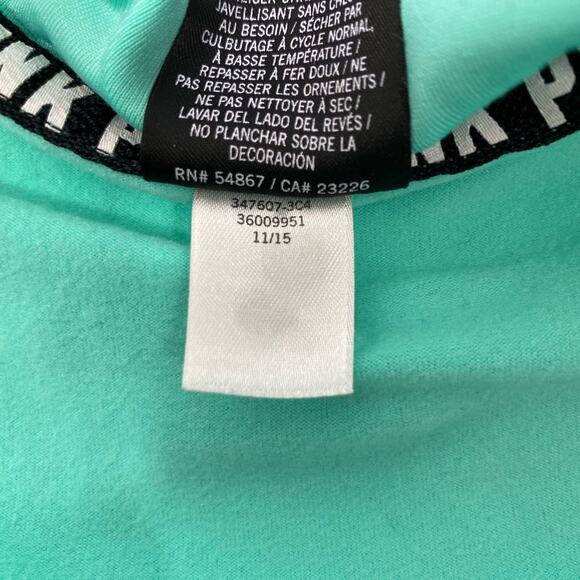 Pink Victorias Secret Ultimate 1/2 Zip Up Pullover Mint Green Womens Med Pocket - Picture 10 of 11